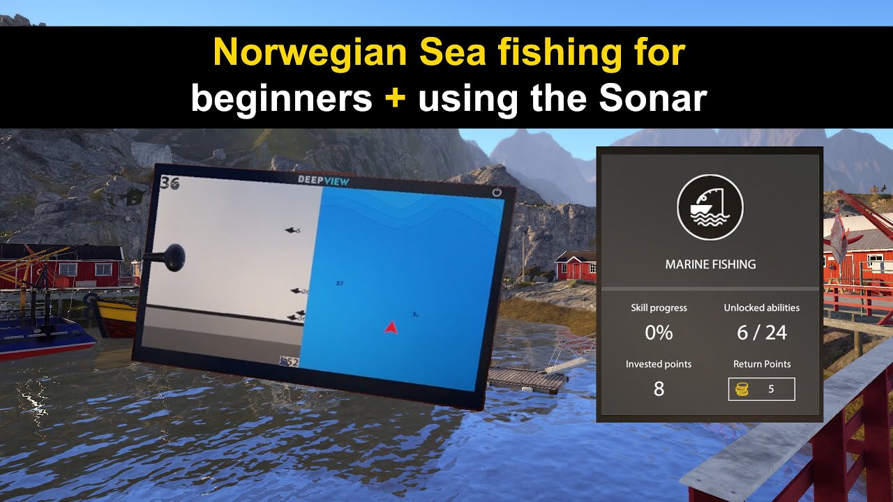 Russian Fishing 4, Norwegian Sea fishing for beginners + using the Sonar