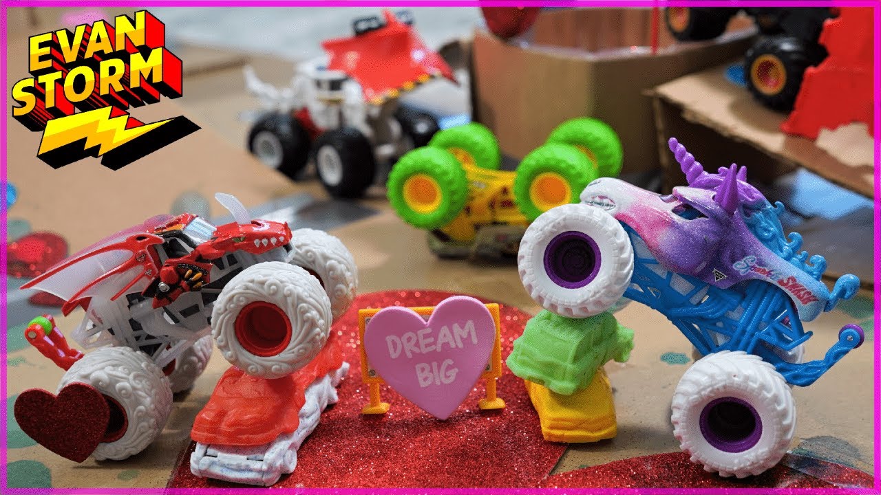 Monster Trucks Valentine's Day DIY Cardboard Box Arena Fun
