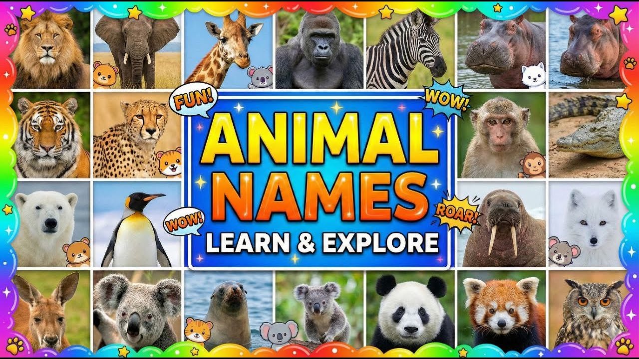 🐯Animals name for kids 🦁🐘 #AnimalsForKids   #AnimalNames #LearnAnimals  #NurseryClass #LKG #UKG