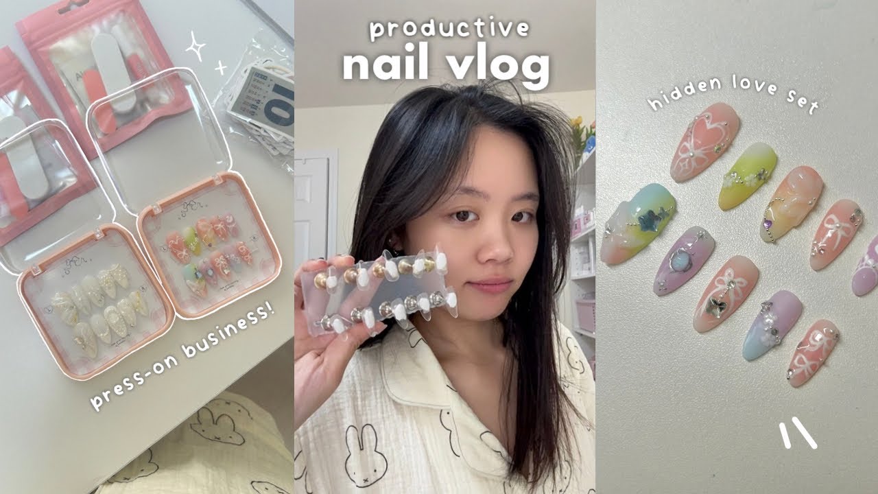 NAIL VLOG🐇: day in the life of a press-on nail tech