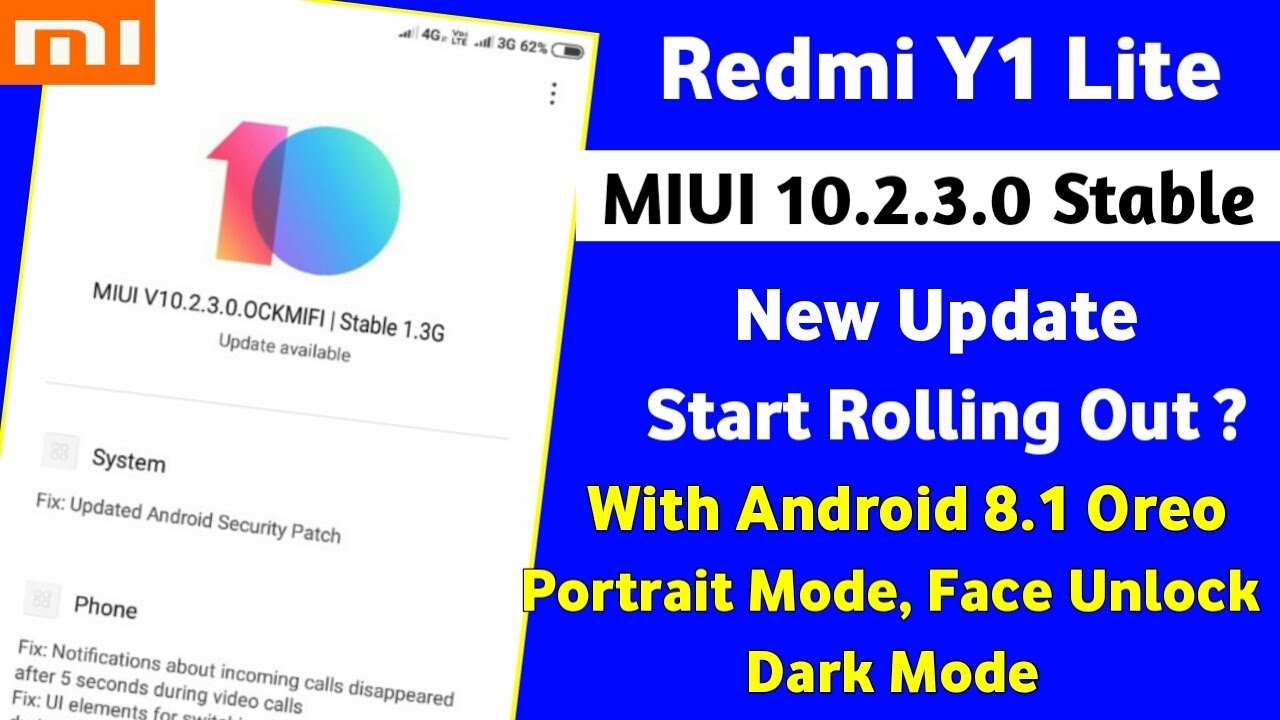 Redmi Y1 Lite MIUI 10.2.3.0 Stable New Update Start Rolling Out ? | Android Oreo, Portrait Mode
