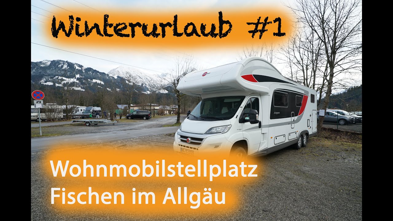 Wohnmobil Winterurlaub - Wohnmobilstellplatz mit Alpenblick