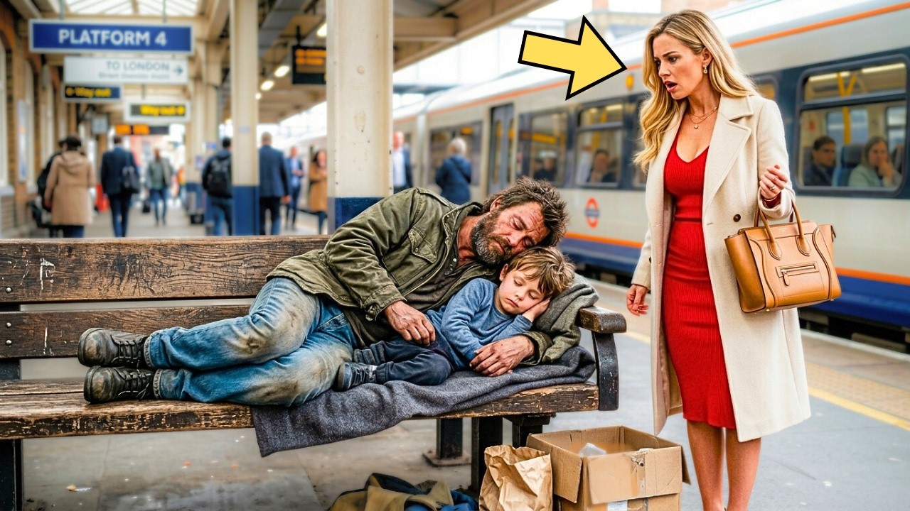 PADRE SOLTERO SIN HOGAR DORMÍA EN LA ESTACIÓN... A BILLONARIA QUE PASÓ ERA MADRE DEL NIÑO QUE SALVÓ