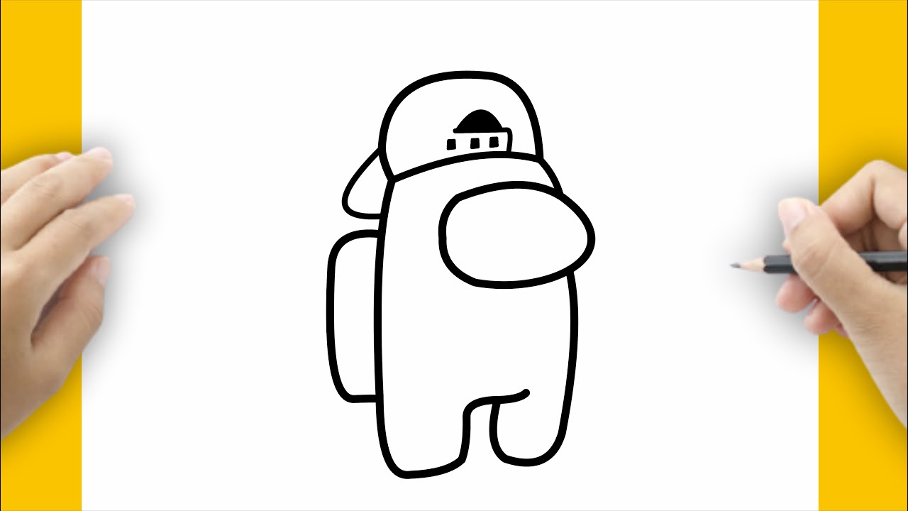 STEP BY STEP DRAWING TUTORIAL ON HOW TO DRAW BACKWARDS CAP FROM AMONG US