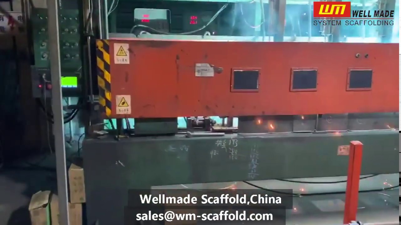 Cuplock scaffold standard bottom cups and top pins welding