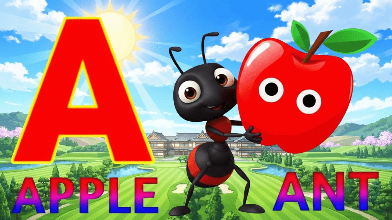 Phonics Song 2 with TWO Words in 3D - A For Apple🍎🐜 A for Ant  - ABC Alphabet Songs for Children's