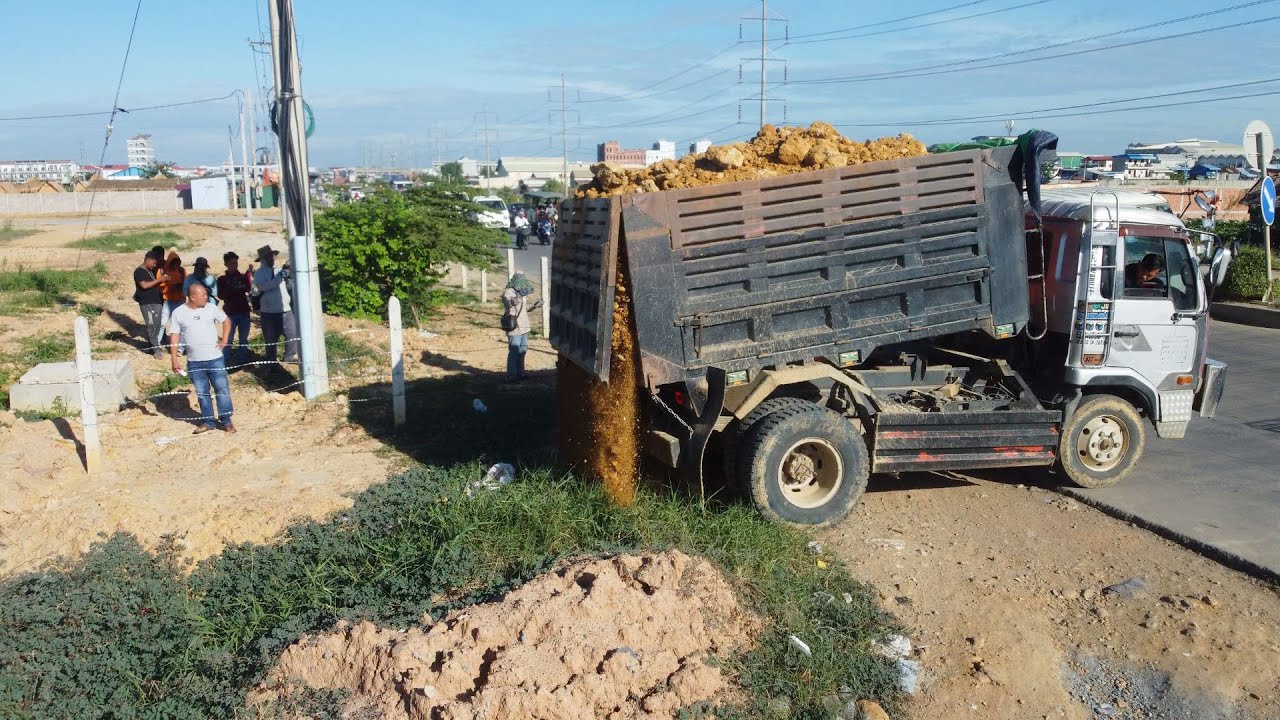 Just New Project! Dozer D31p & Dump Truck Landfill up Process Fill the soil Road construction 5X200.