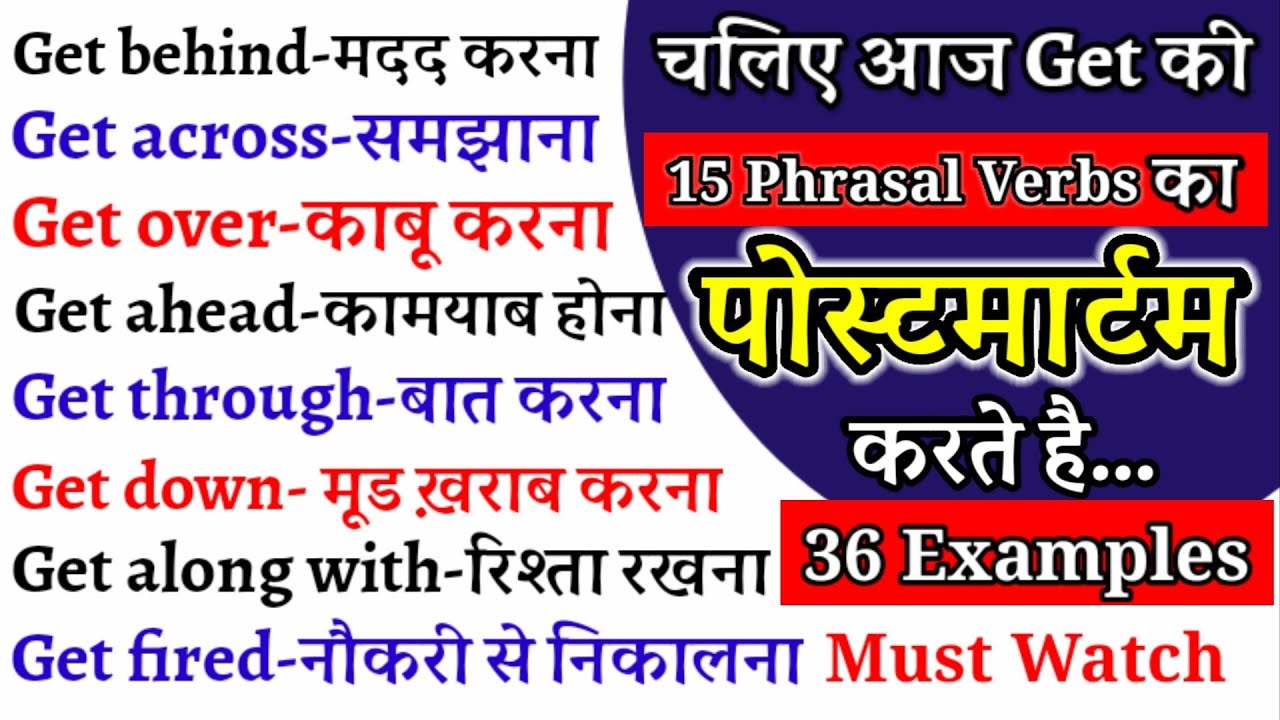 English Phrasal Verbs with Meaning and Examples || Phrasal Verbs with Get
