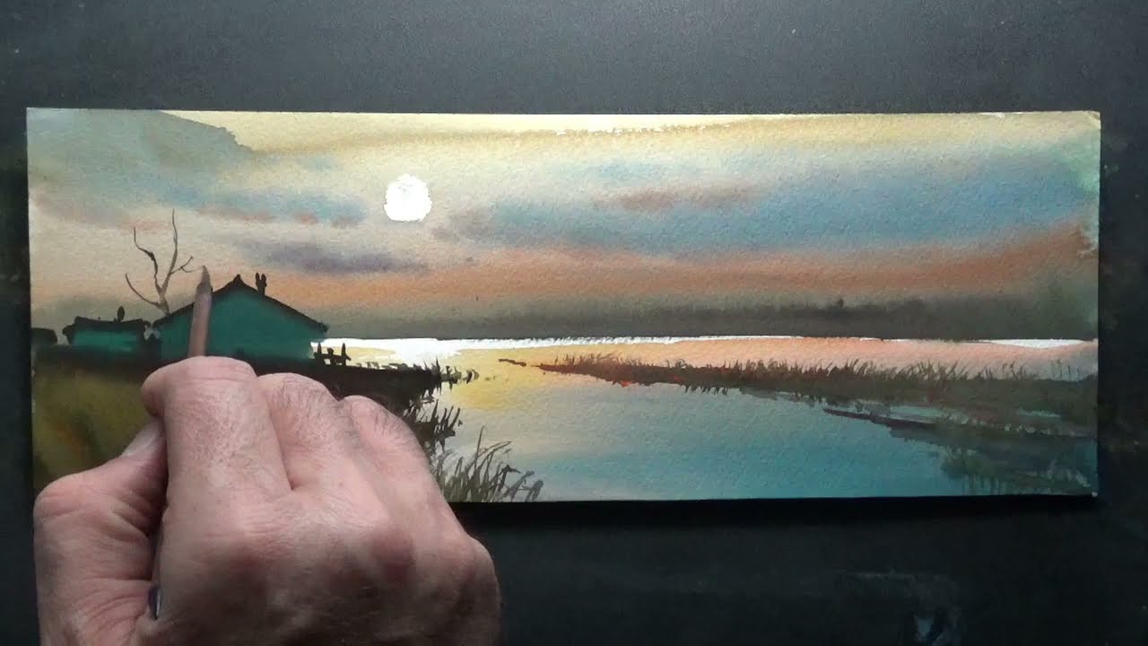 Watercolor painting landscape