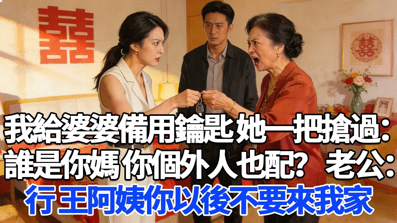 搬進婚房 我給婆婆備用鑰匙她一把搶過：誰是你媽外人也配管家？ 全場尷尬老公沉默3秒奪過鑰匙：行 王阿姨你以後不要來我家#故事分享 #人生感悟 #情感#為人處世#小說