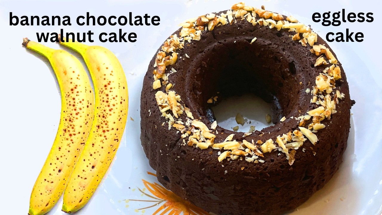 banana chocolate walnut cake | How To Make Banana Cake | banana chocolate chip cake I Eggless Cake