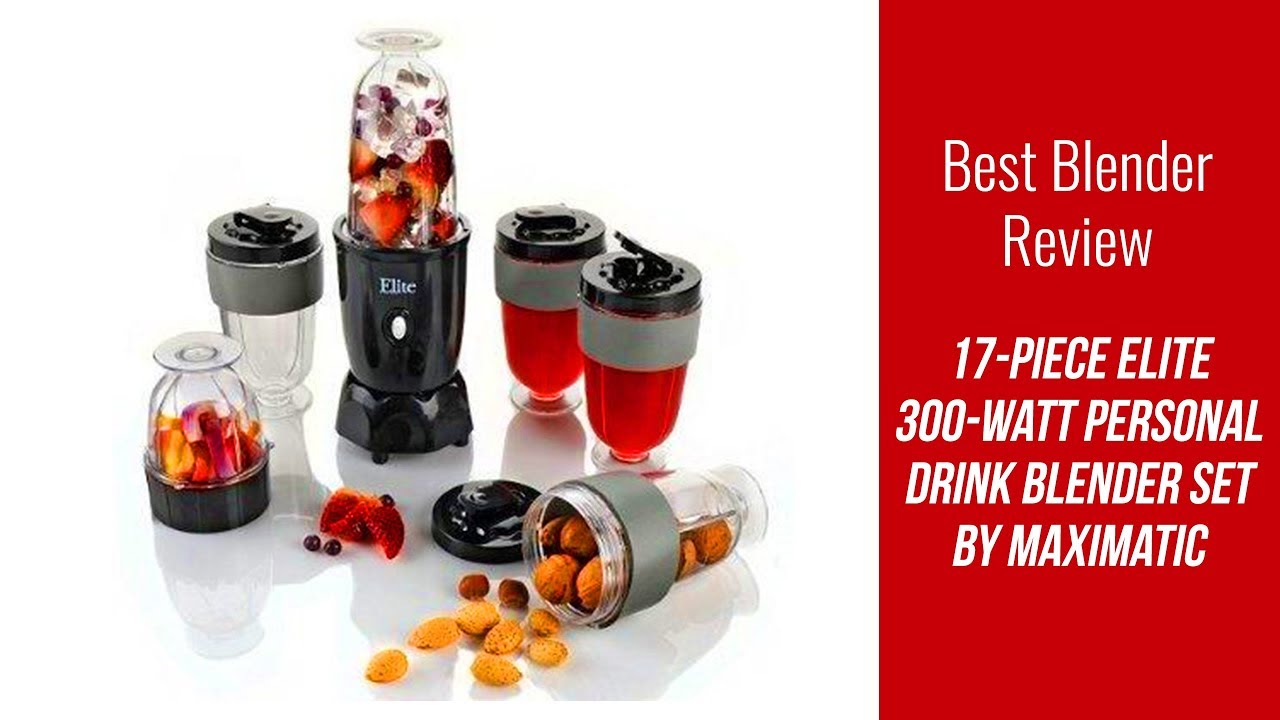 Personal Drink Blender Set - 17-Piece Elite 300-Watt Personal Drink Blender Set by MaxiMatic