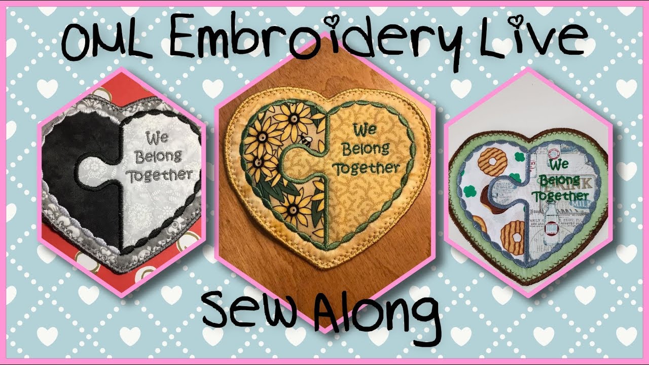 OML Embroidery LIVE!:  in the Hoop ITH Mug Rug - We Belong together