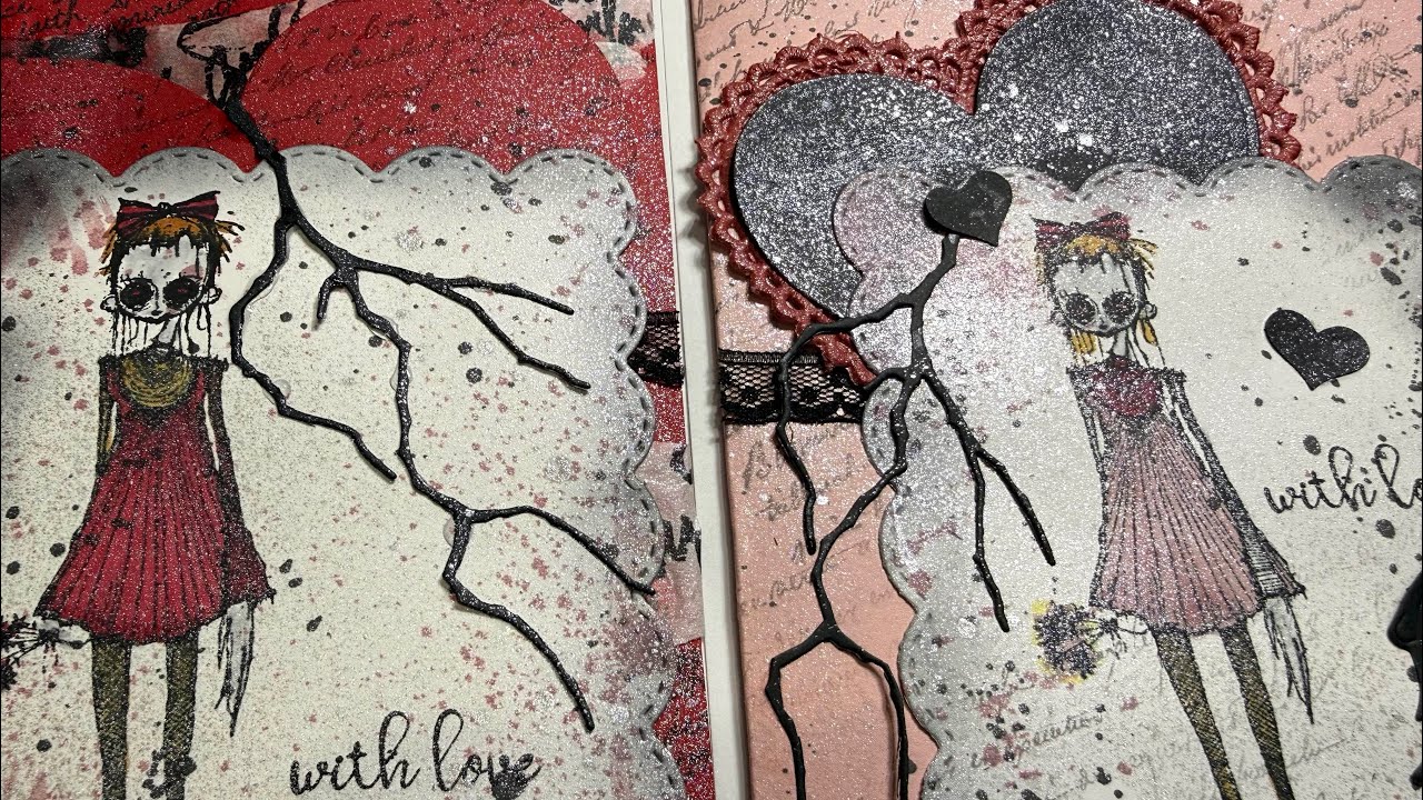 Creepy/Cute Valentine Hand Stamped Card