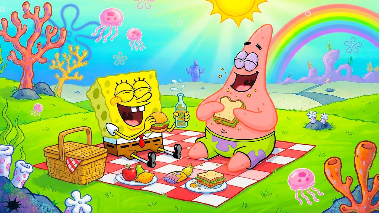 SpongeBob & Patrick's Hilarious Picnic 🍔😄 Fun with Friends and Food | Funny SpongeBob Animation
