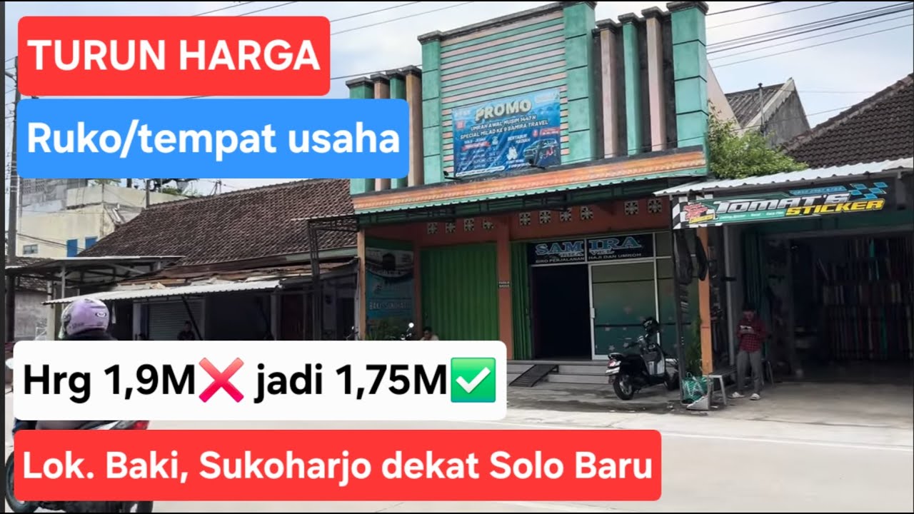 TURUN HARGA  ruko/tempat usaha SHM luas 200 m². Dari harga 1,9M❌️ jadi 1,75M✅️. Lok Baki, Sukoharjo.