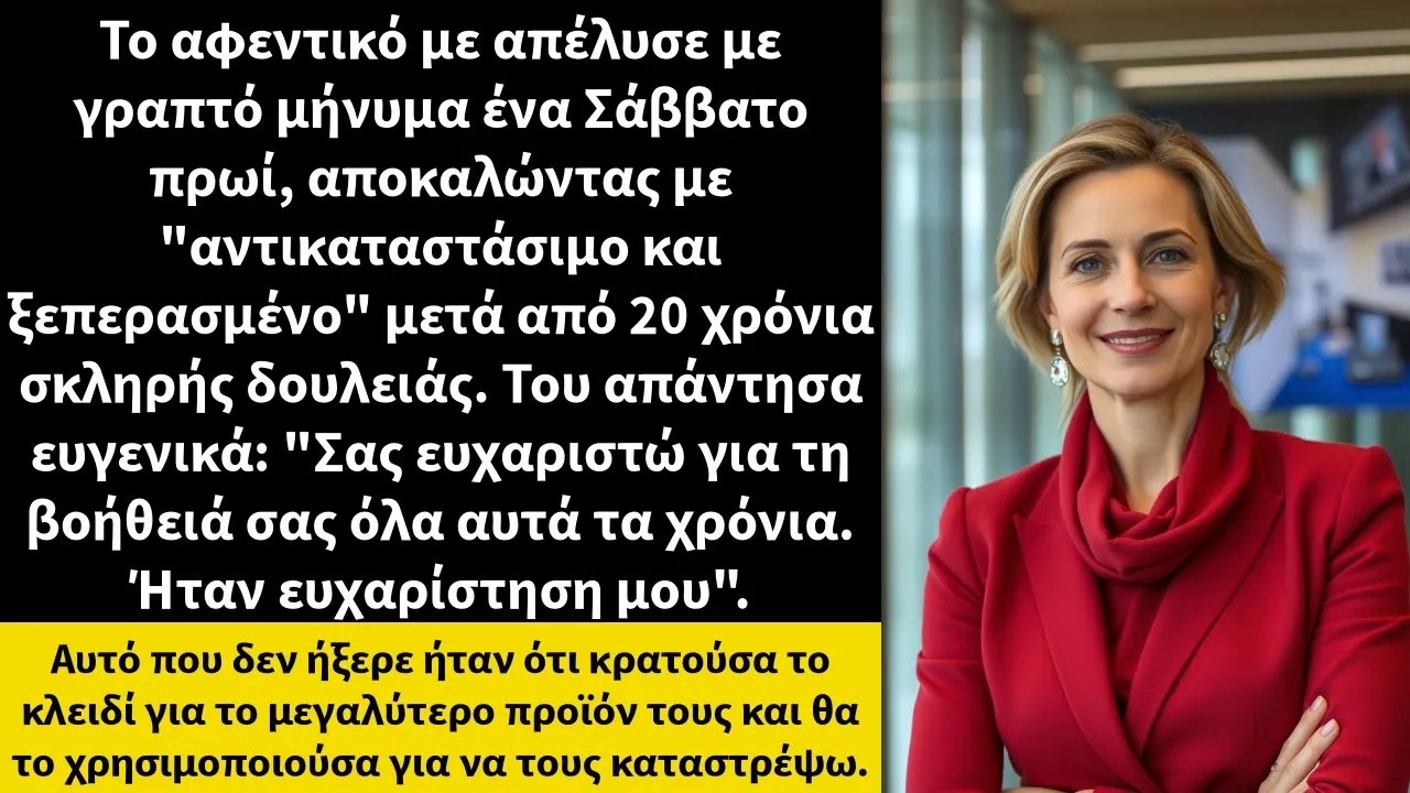 Το αφεντικό με απέλυσε με γραπτό μήνυμα ένα Σάββατο πρωί, αποκαλώντας με 1