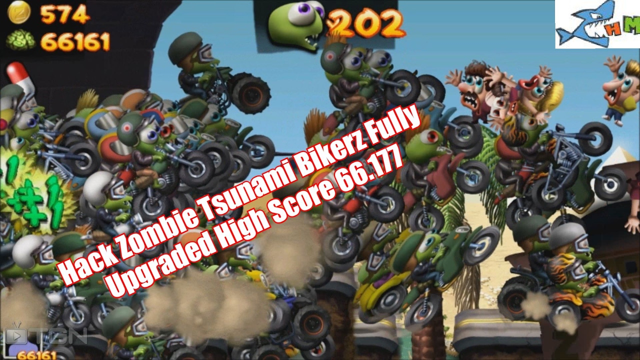 Hack Zombie Tsunami Bikerz Fully Upgraded High Score 66.177