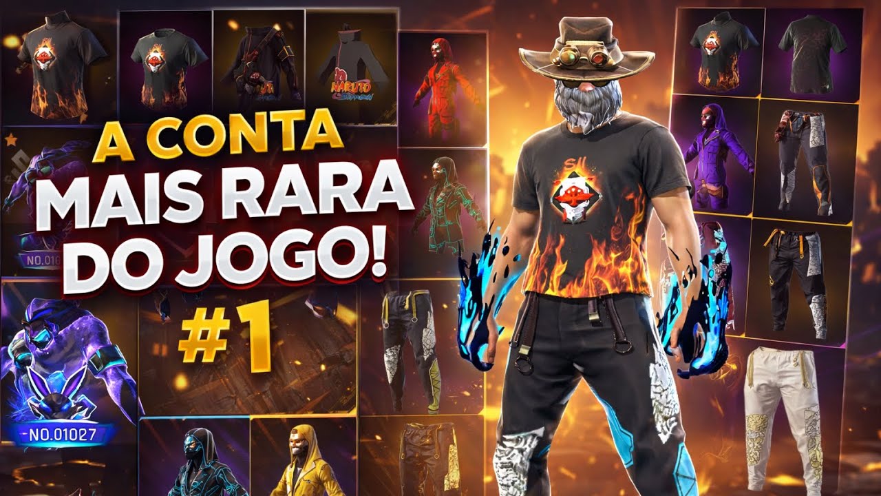 AVALIANDO A CONTA MAIS RARA DO FREE FIRE - A TOP 1 - MOSTREI TODOS OS ITENS DO JOGO !