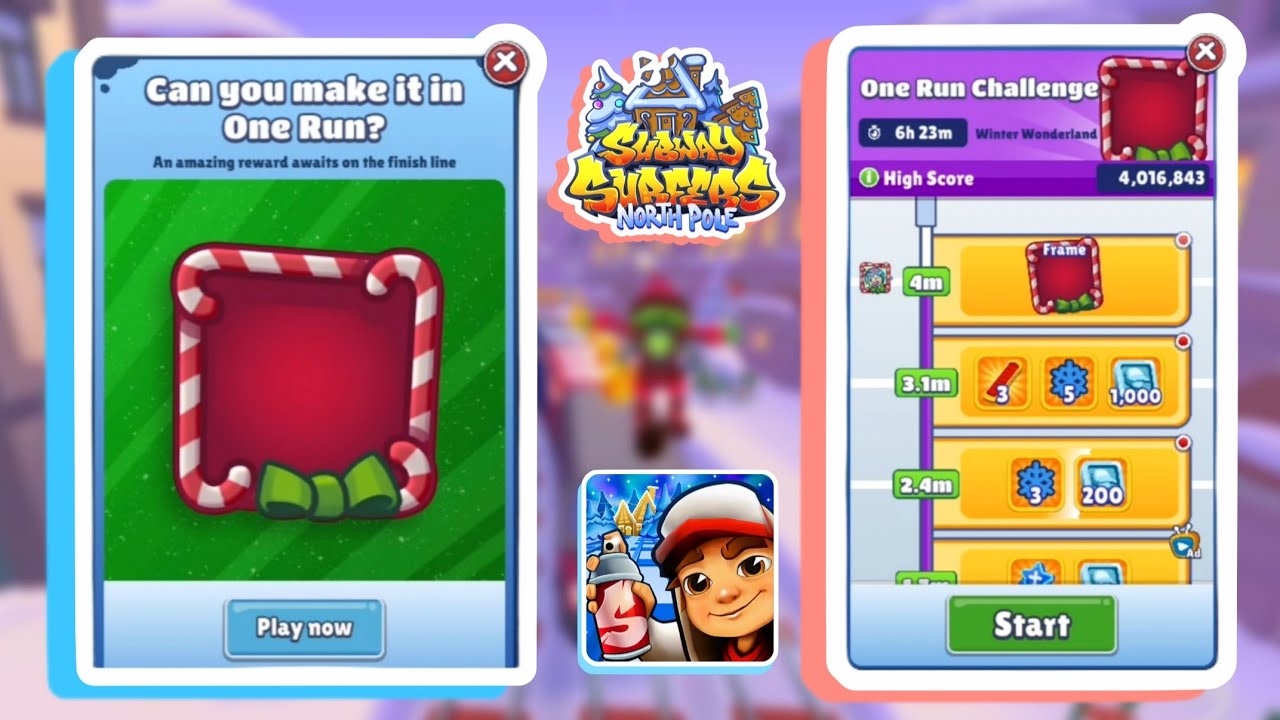 CANDY CANE FRAME UNLOCKED in One Run Challenge Subway Sirfers North Pole 