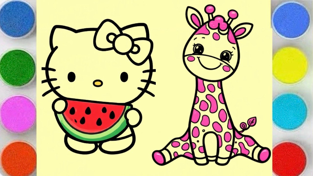 Sand Painting | Satisfying Hello Kitty & Cute Giraffe Art for Kids 🦒