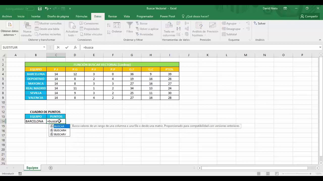 Funci&oacute;n Buscar (Vectorial) en Microsoft Excel