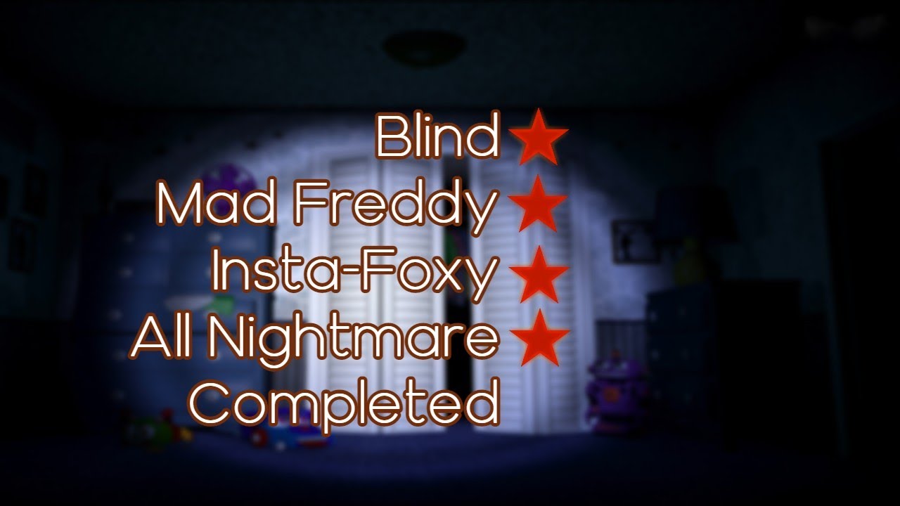 FNaF 4 All Single Challenges Completed (First 4 Extra Stars)