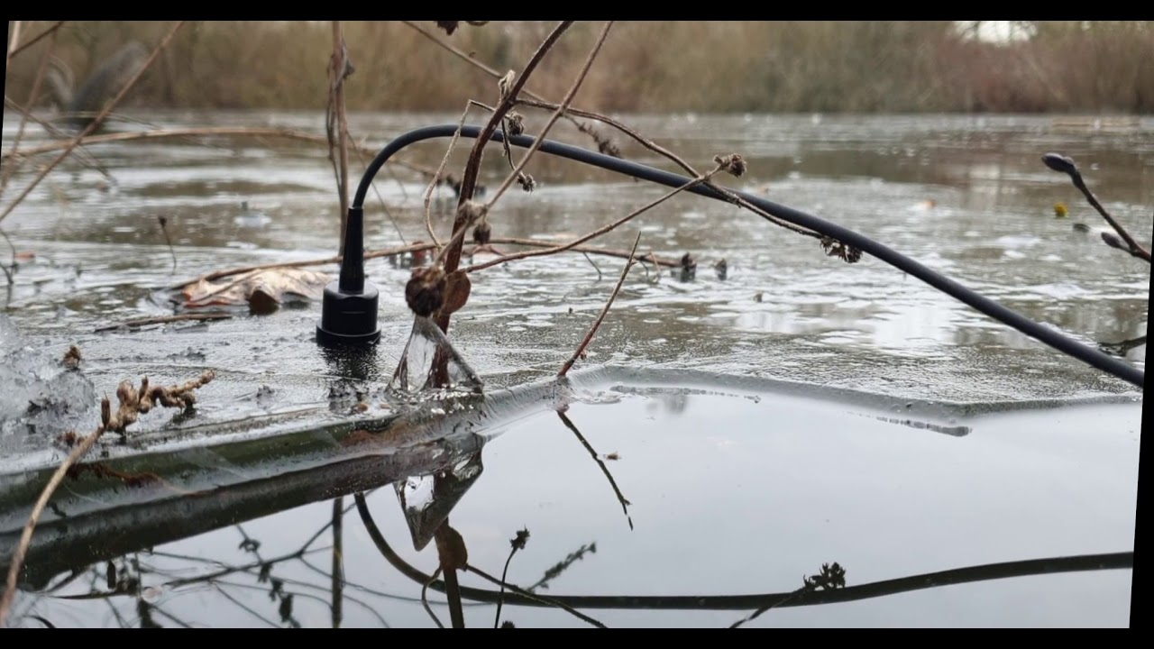 Small ice covered lake with stereo hydrophones.