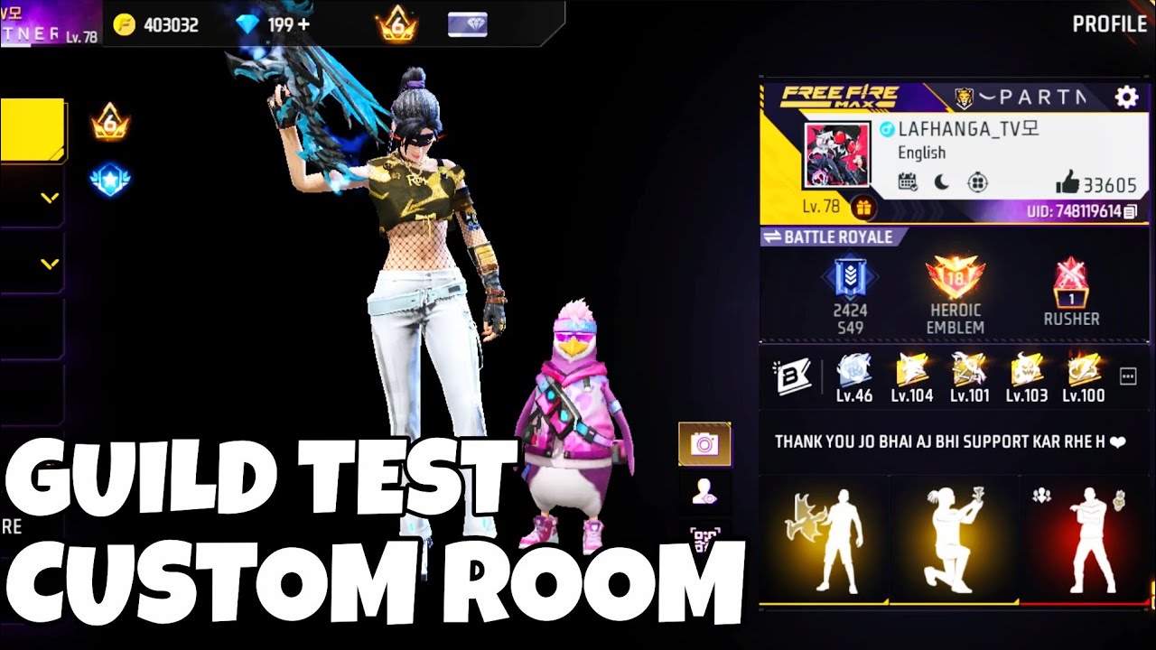 GUILD TEST LIVE | CUSTOM ROOM LIVE #freefire