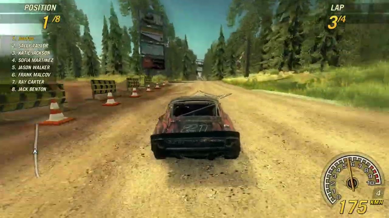 Flatout2, Pinegrove1, 4 laps speedrun