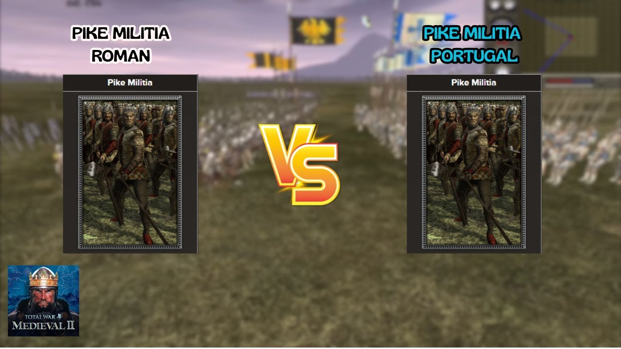 Total War: Medieval II 1vs1 Pike militia portugal vs Pike militia roman