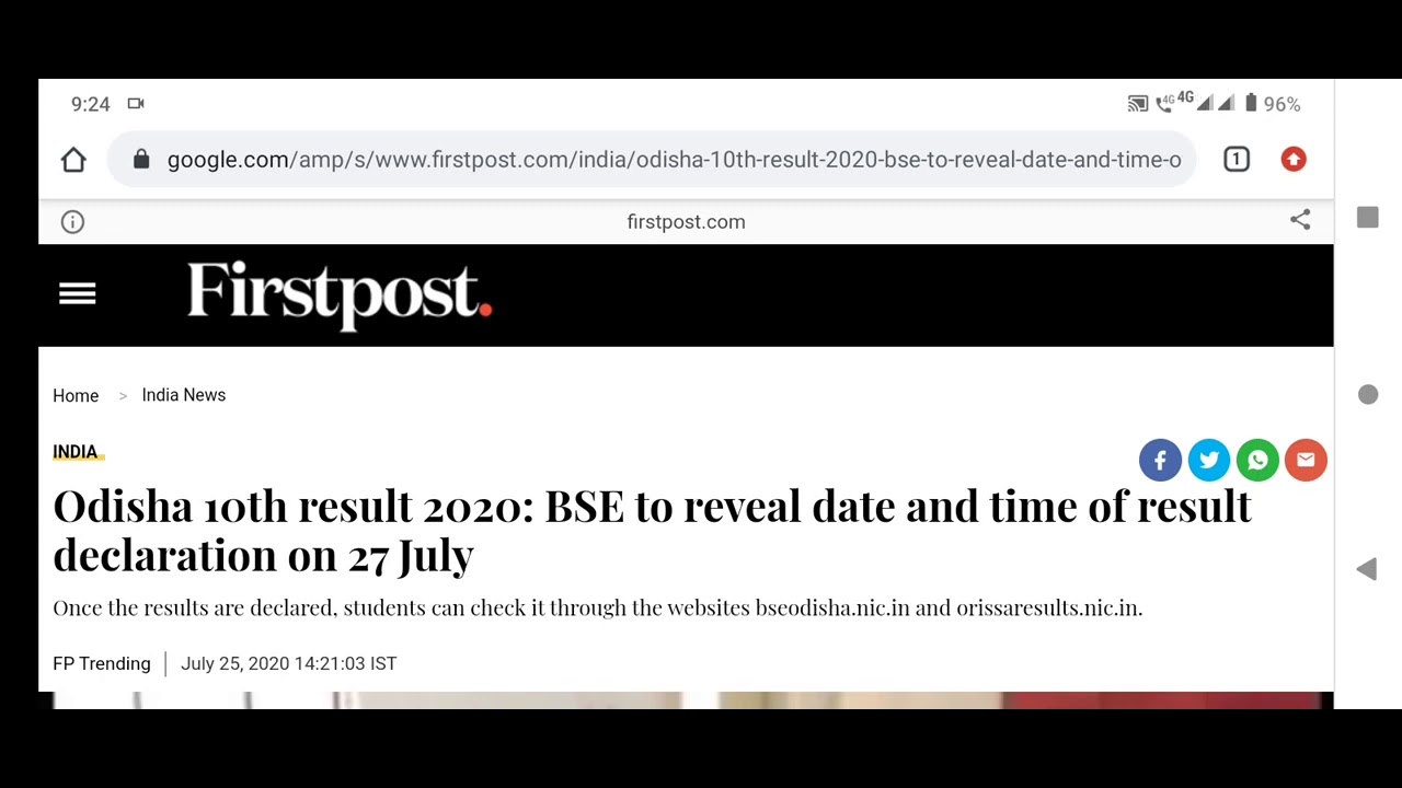 Odisha 10th result 2020 Announced date declared