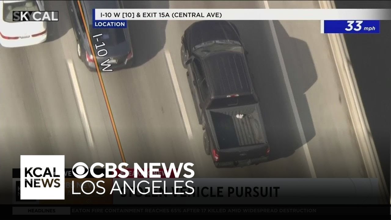 Police chase a stolen truck through Los Angeles