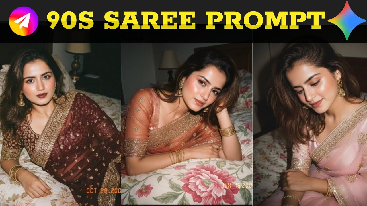 Instagram Trending 90s saree Style Vintage Photo Editing Prompts🔥 Viral Google Gemini Photo Editing