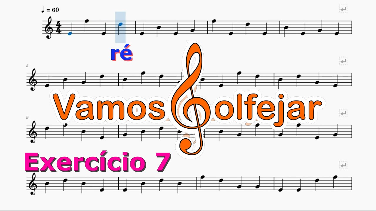 Lendo Notas Musicais na Clave de Sol - Exercício 7 (Notas nas Linhas da Pauta)