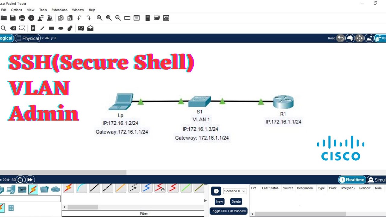 8. Packet Tracer - SSH (Secure Shell) & VLAN admin switch capa 2