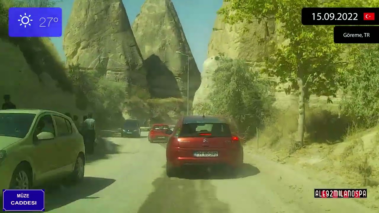 Driving through Nevşehir ili (Türkiye) from Ortahisar to Çavuşin 15.09.2022 Timelapse x4