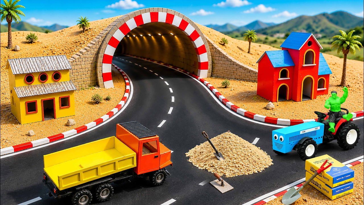 DIY Mini Tractor Making Concrete Road Construction Project | Village Infrastructure