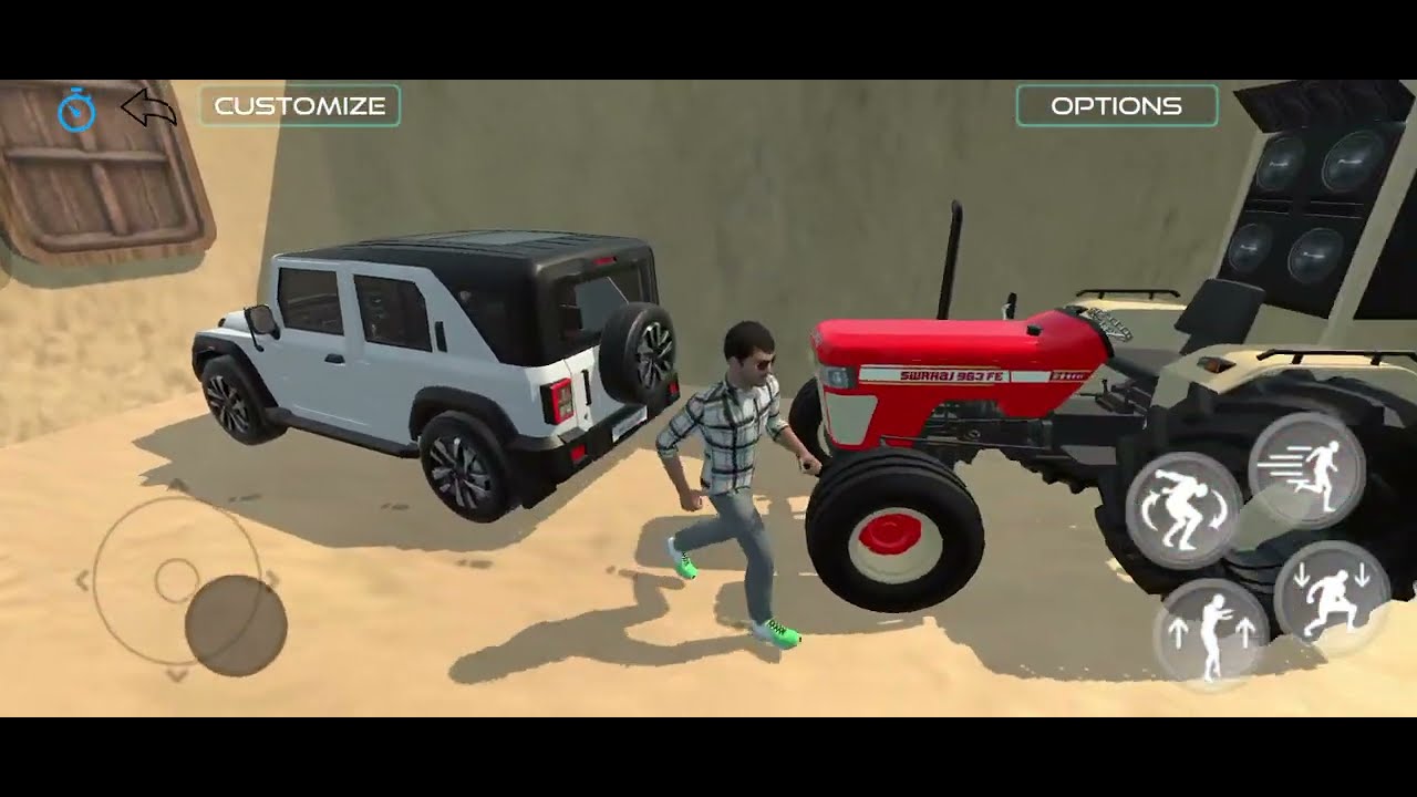Gehu Harvesting and tractor stunt mahindra thar drive 3d gaming video 