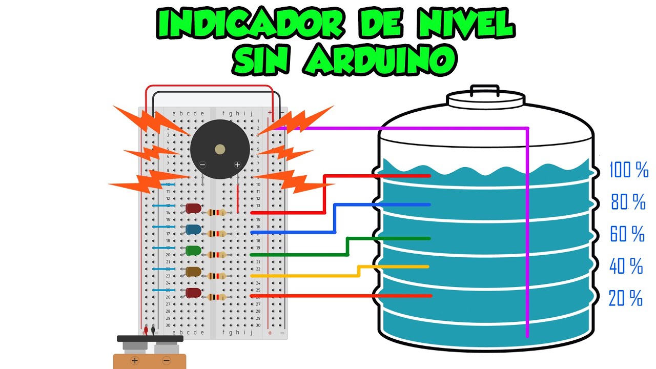 💧 Circuito Indicador de Nivel de Agua - L&iacute;quidos 💧