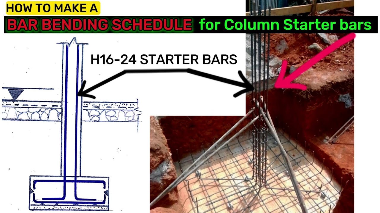 How to make a bar bending schedule for COLUMN STARTER BARS