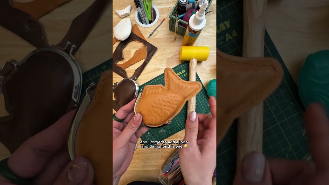 Turning a Taiyaki Pan Into a Leather Pouch?! 🐟✨ #DIY #Leathercraft #Shorts #ASMR #upcycling