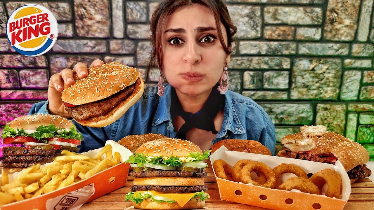 تجربه اكل انواع مختلفه من البرجر من برجر كينغ | موكبانغ |
