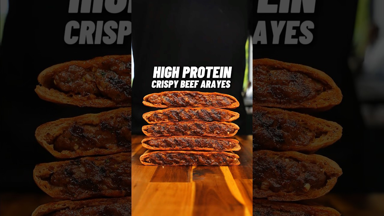 The BEST High Protein Crispy Beef Arayes🔥🥩🫓 42g of protein, ONLY 372 calories! #easyrecipes