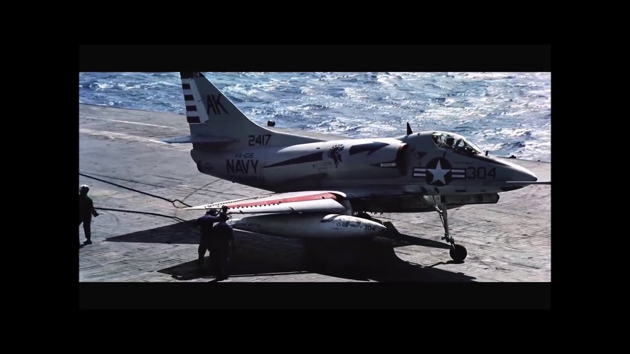 US Navy A-4D Skyhawks operations on USS Shangri-La (CVA-38)