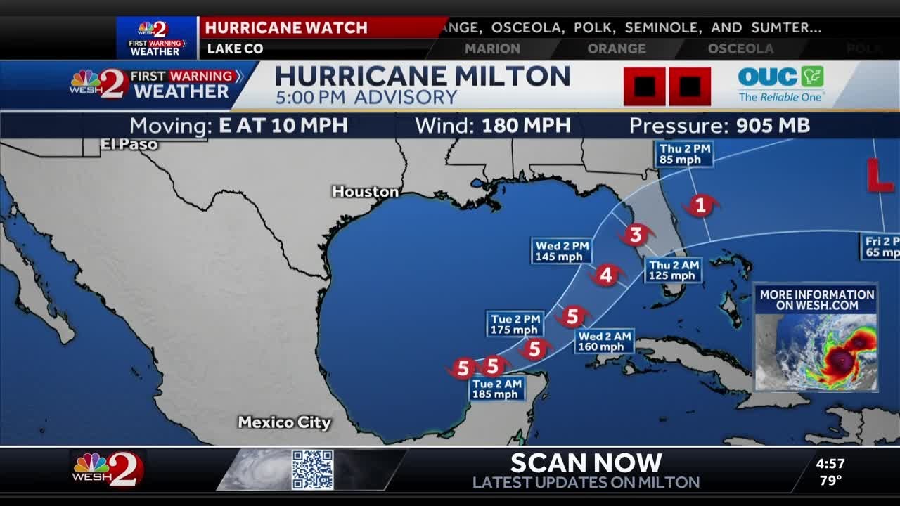 Hurricane Milton roars to monster Category 5 status with 180 mph winds | 5 p.m. Monday update