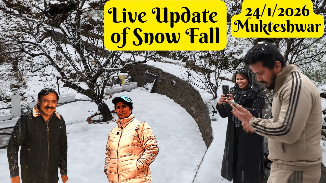 Live Updates of Snow Fall in Mukteshwar, Uttarakhand | अपने Pahadi Pind Cottage में  First Snow Fall