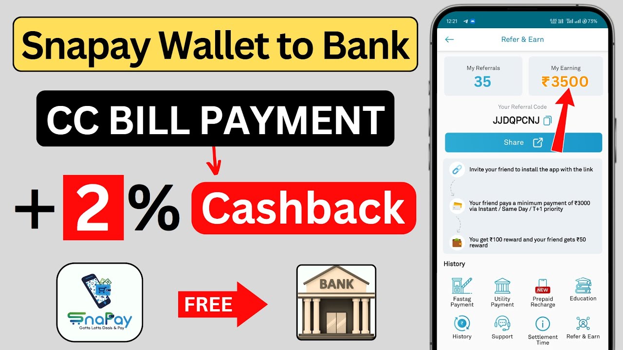 Snapay Wallet To Bank Transfer | Credit Card Bill Payment Cashback Offers | Snapay Refer and Earn 🔥