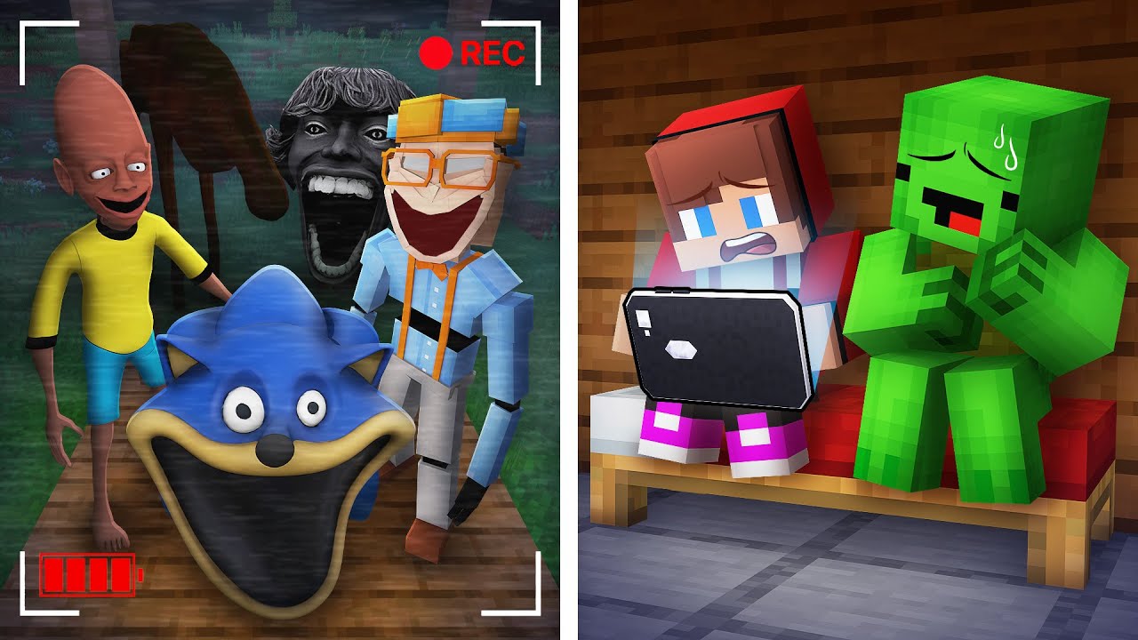 JJ and Mikey Got Mobs on a Hidden Camera in Minecraft - Maizen