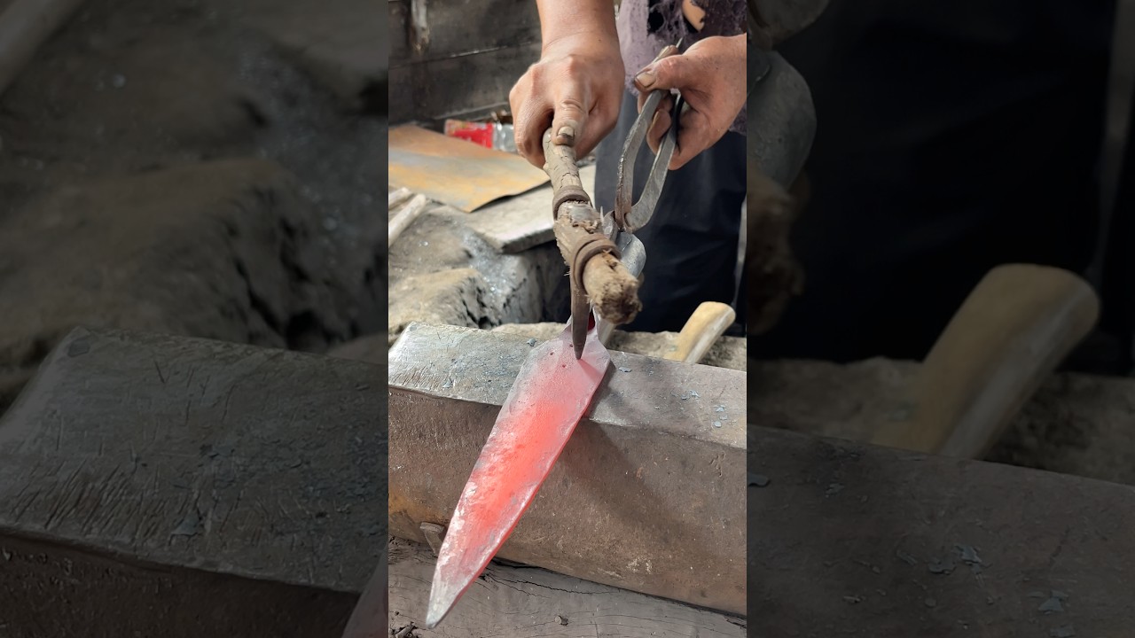 Witness the incredible craftsmanship of a hunter's spear! #blacksmith #metalworking #forging